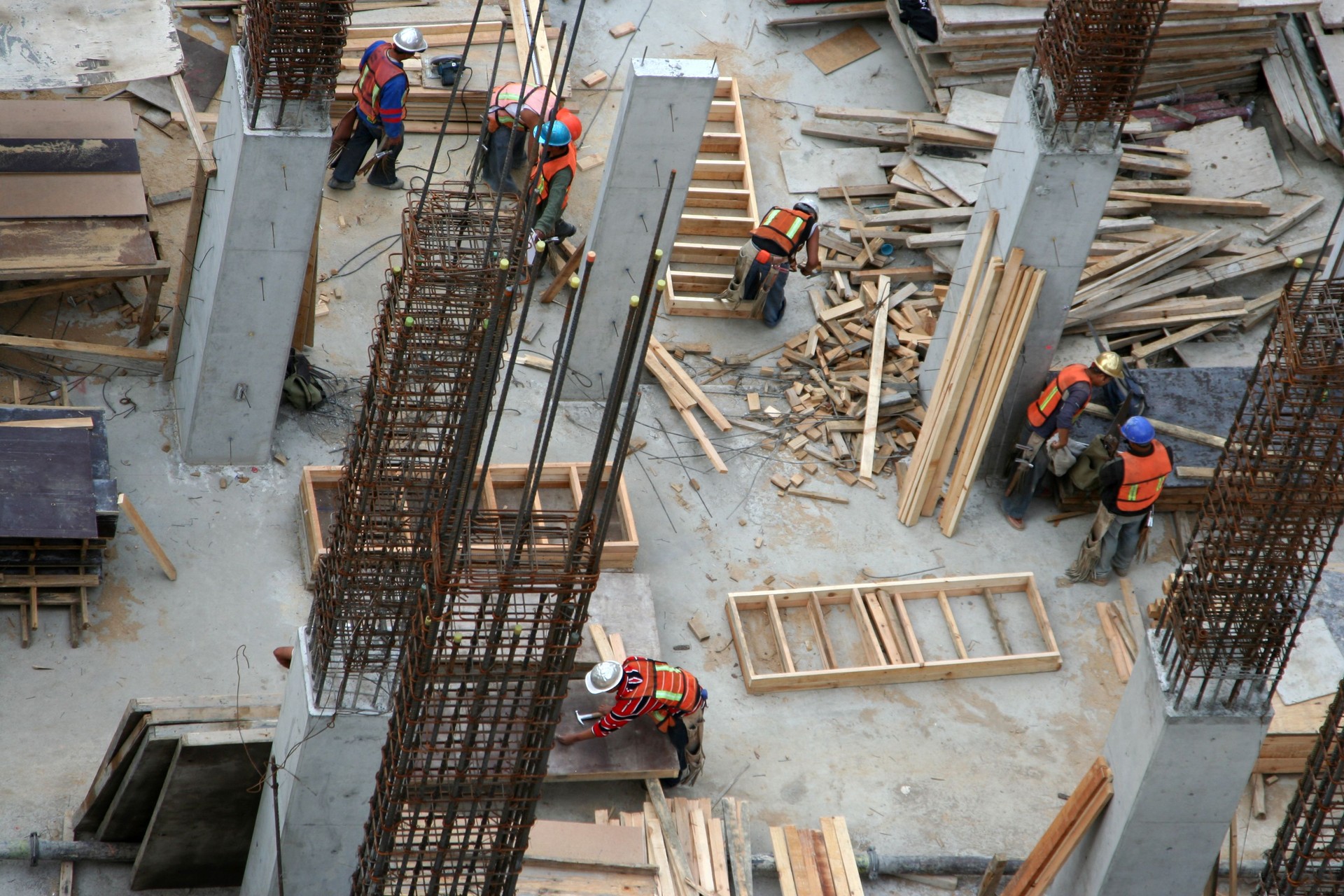 Construction workers at a job site